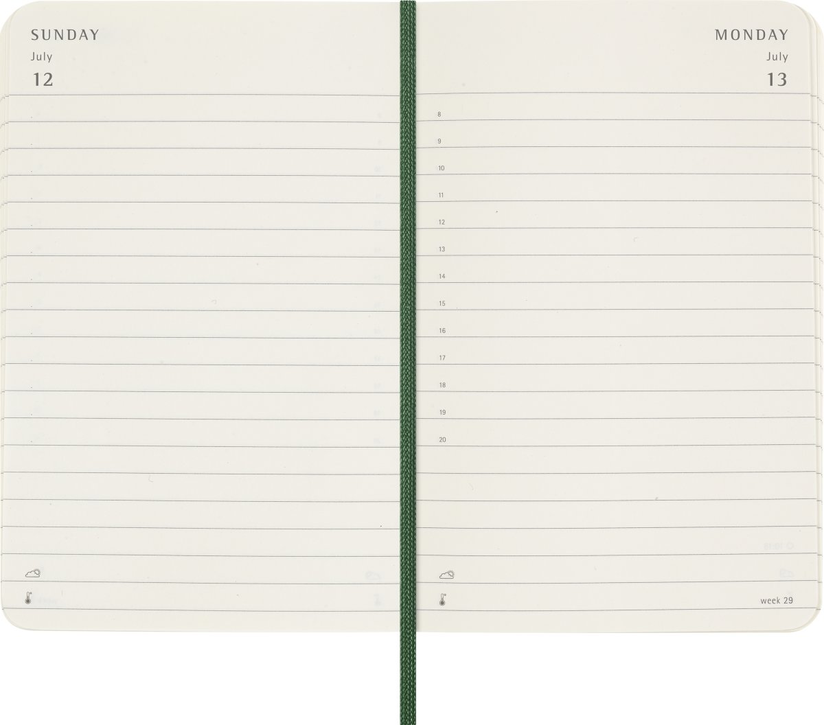 Moleskine 2026 Kalender | S | Dag | Poc. | Grøn
