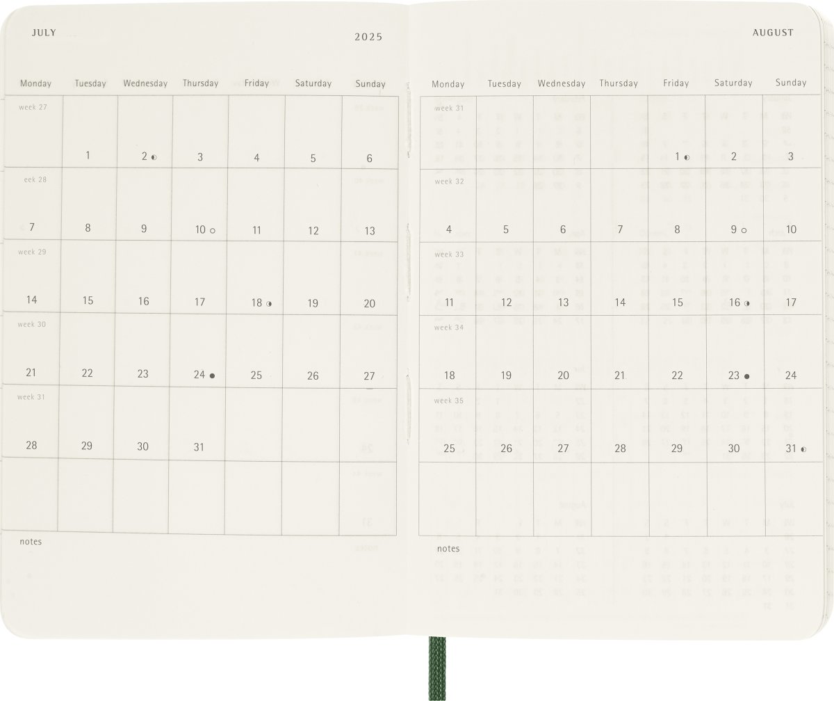 Moleskine 2026 Kalender | S | Dag | Poc. | Grøn