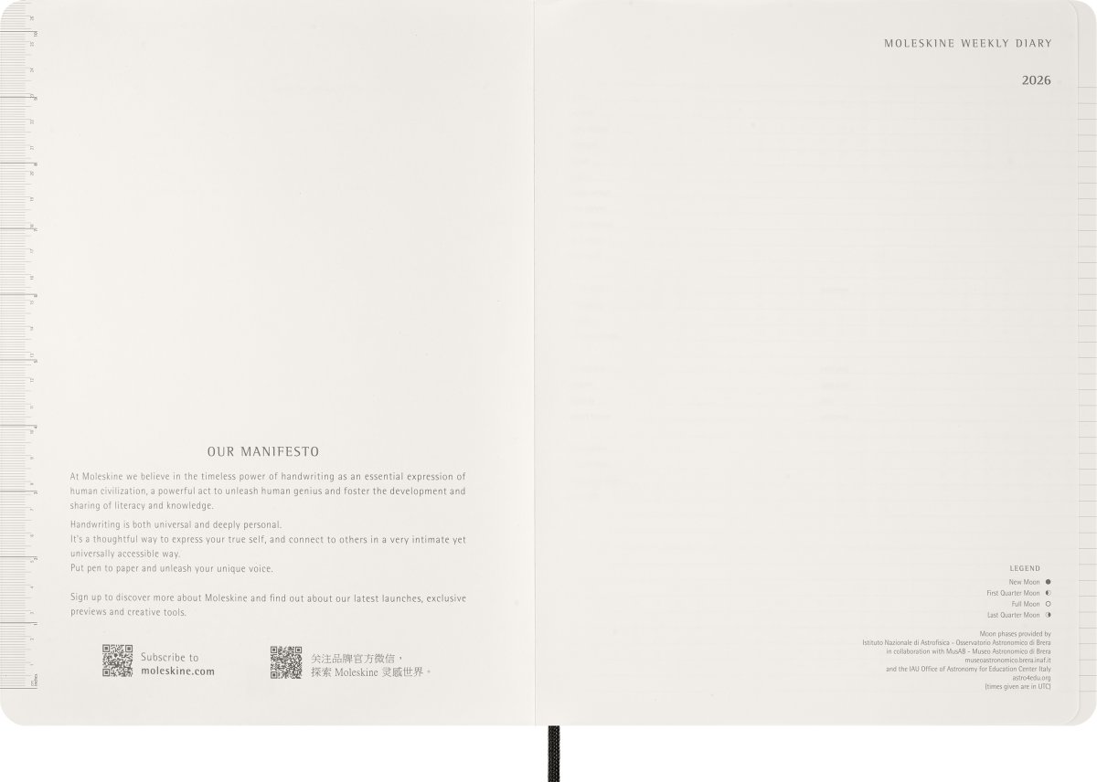 Moleskine 2026 Kalender | Ess. | Uge v. | Sort