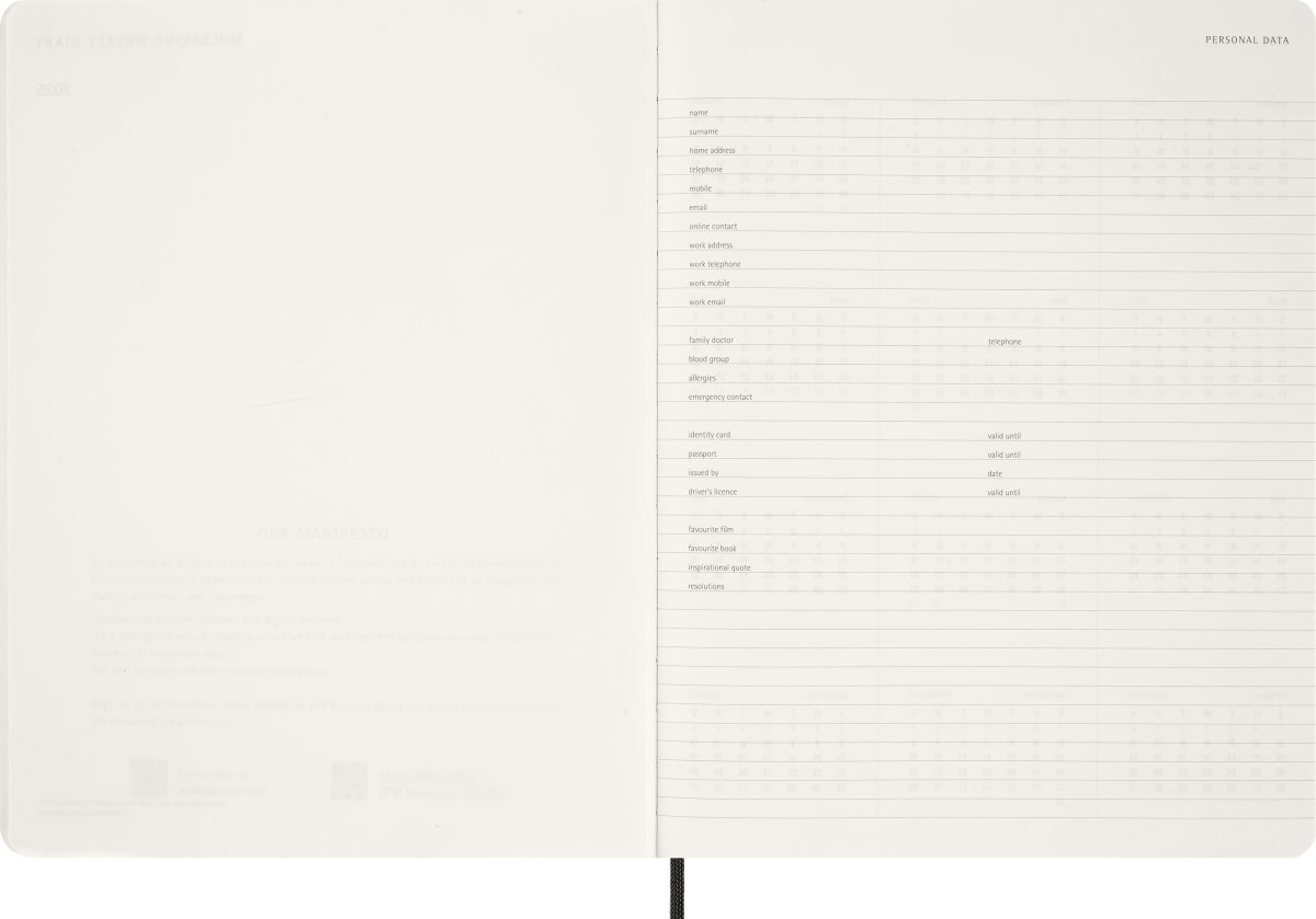 Moleskine 2026 Kalender | Ess. | Uge v. | Sort