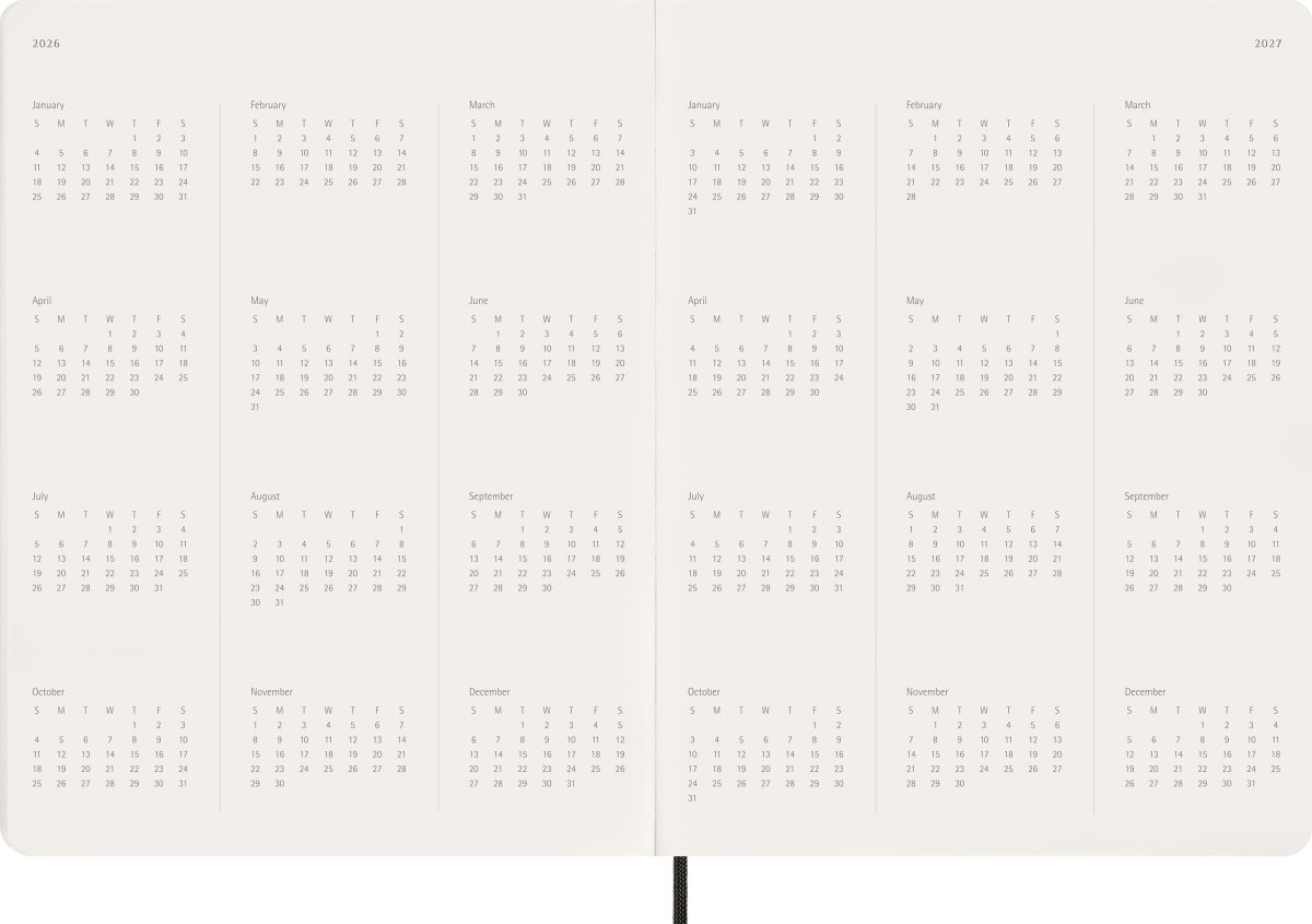 Moleskine 2026 Kalender | Ess. | Uge v. | Sort