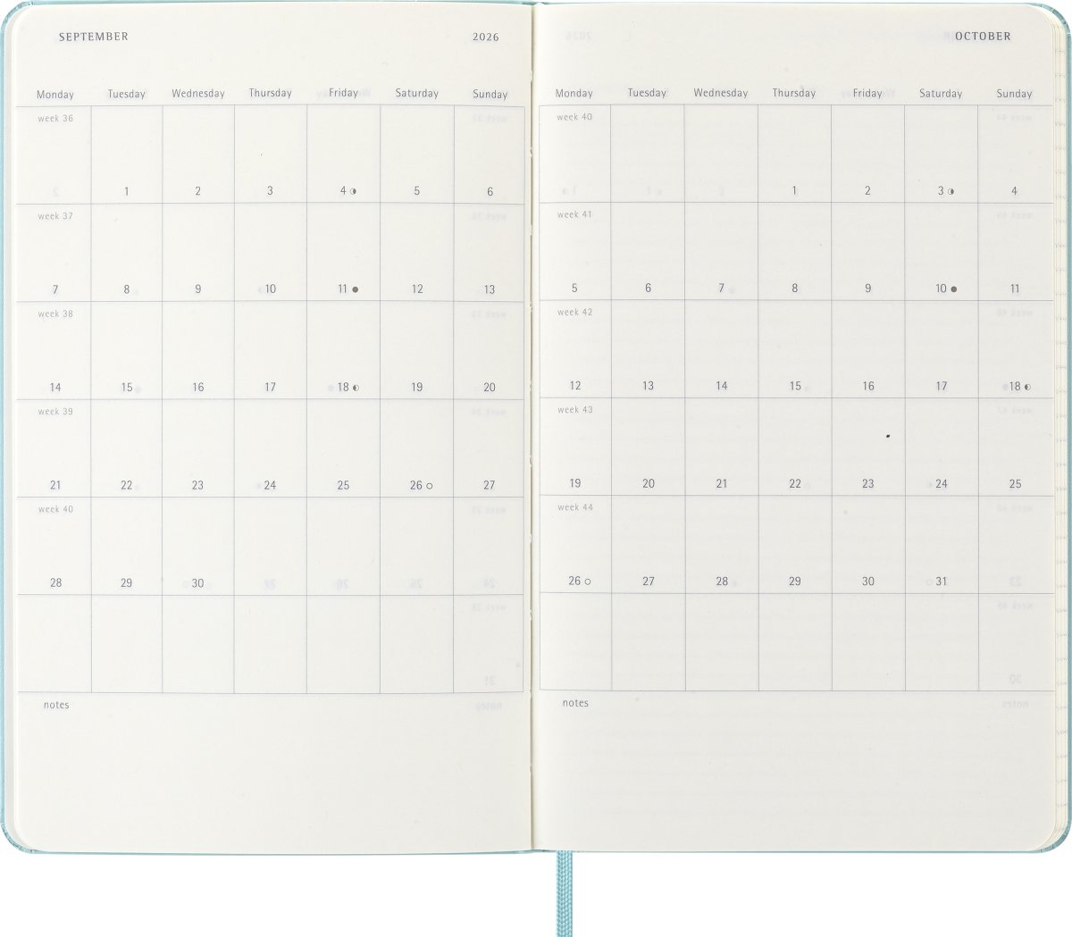 Moleskine 2026 Kalender | H | Uge | L | Lys blå