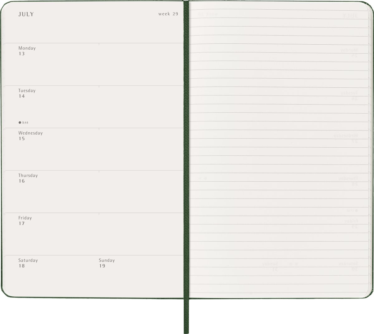 Moleskine 2026 Kalender | H | Uge | L | Grøn