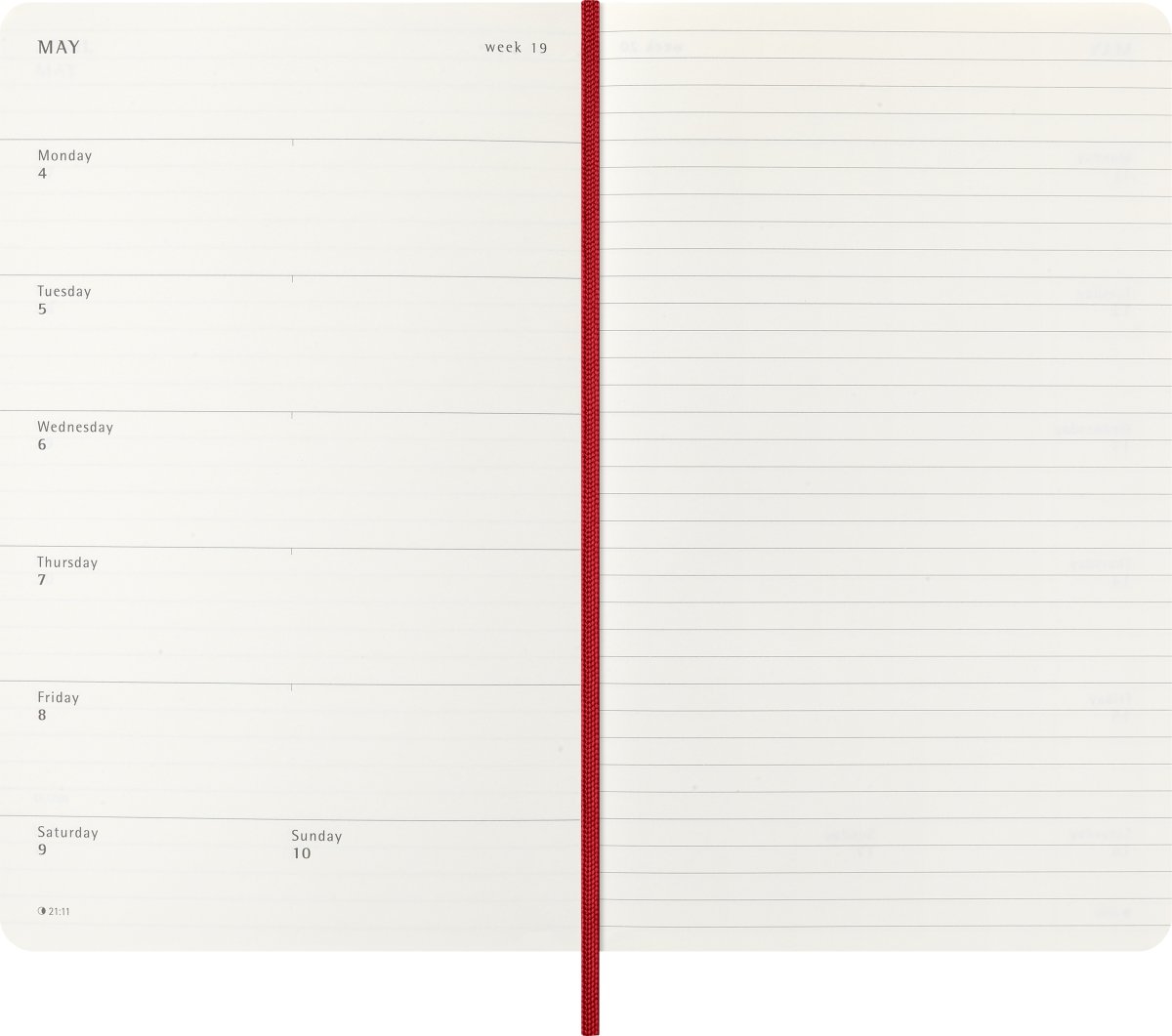 Moleskine 2026 Kalender | S | Uge | L | Rød