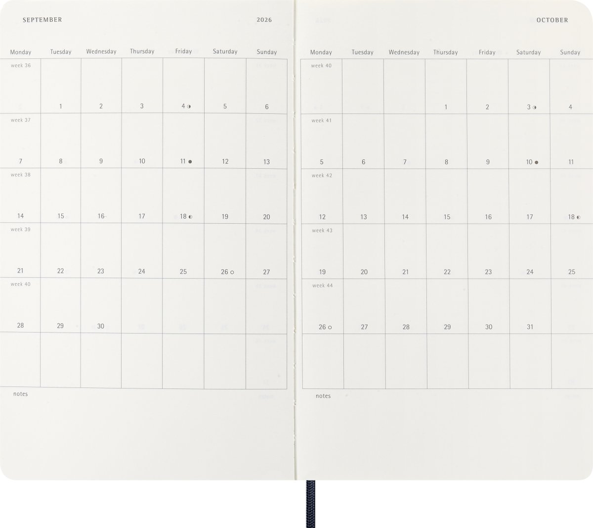 Moleskine 2026 Kalender | S | Uge | L | Blå