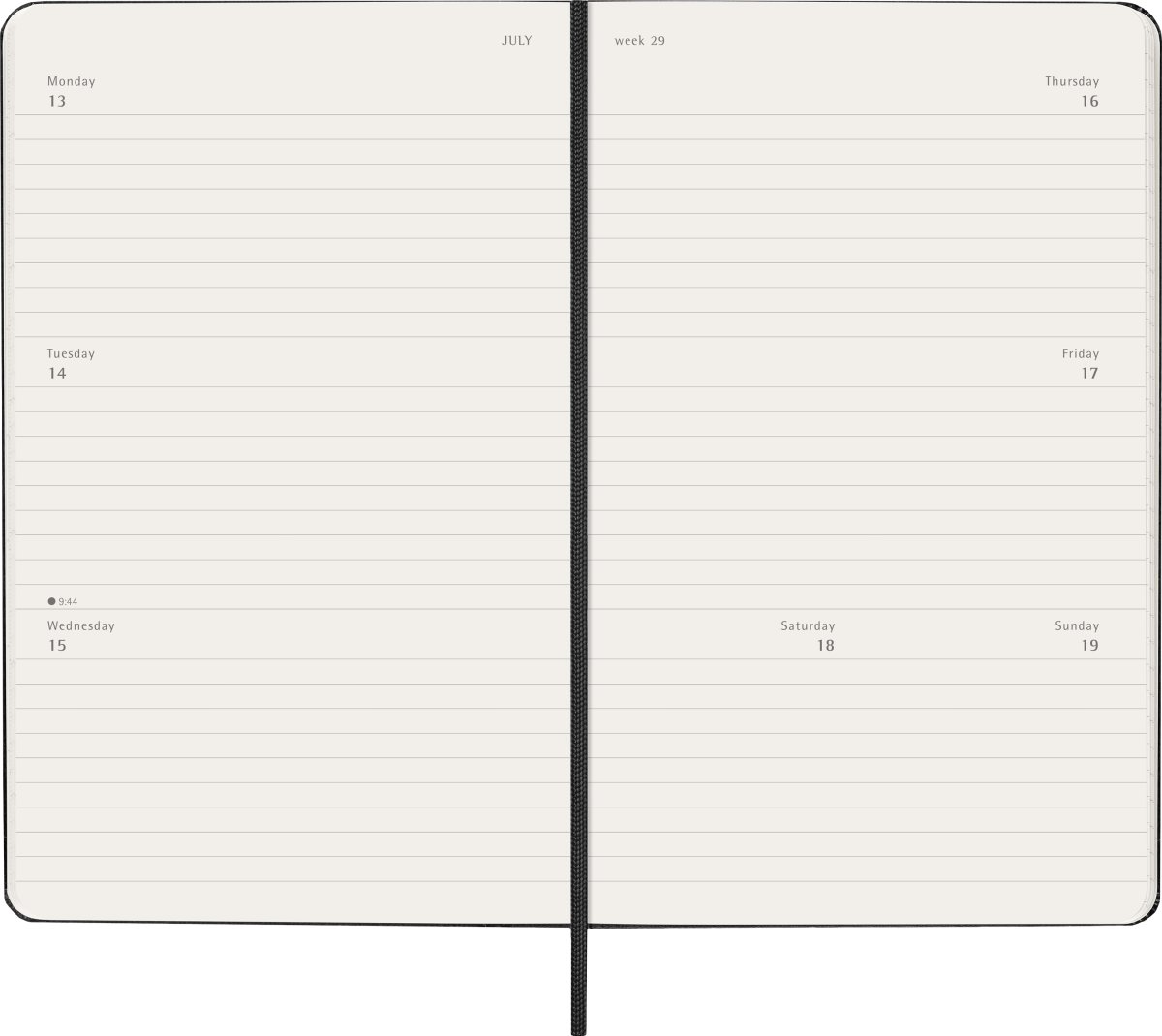 Moleskine 2026 Kalender | H | Uge h. | L | Sort