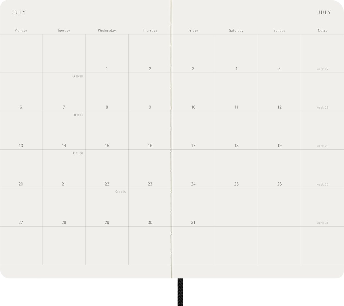 Moleskine 2026 Kalender | S | Måned | L