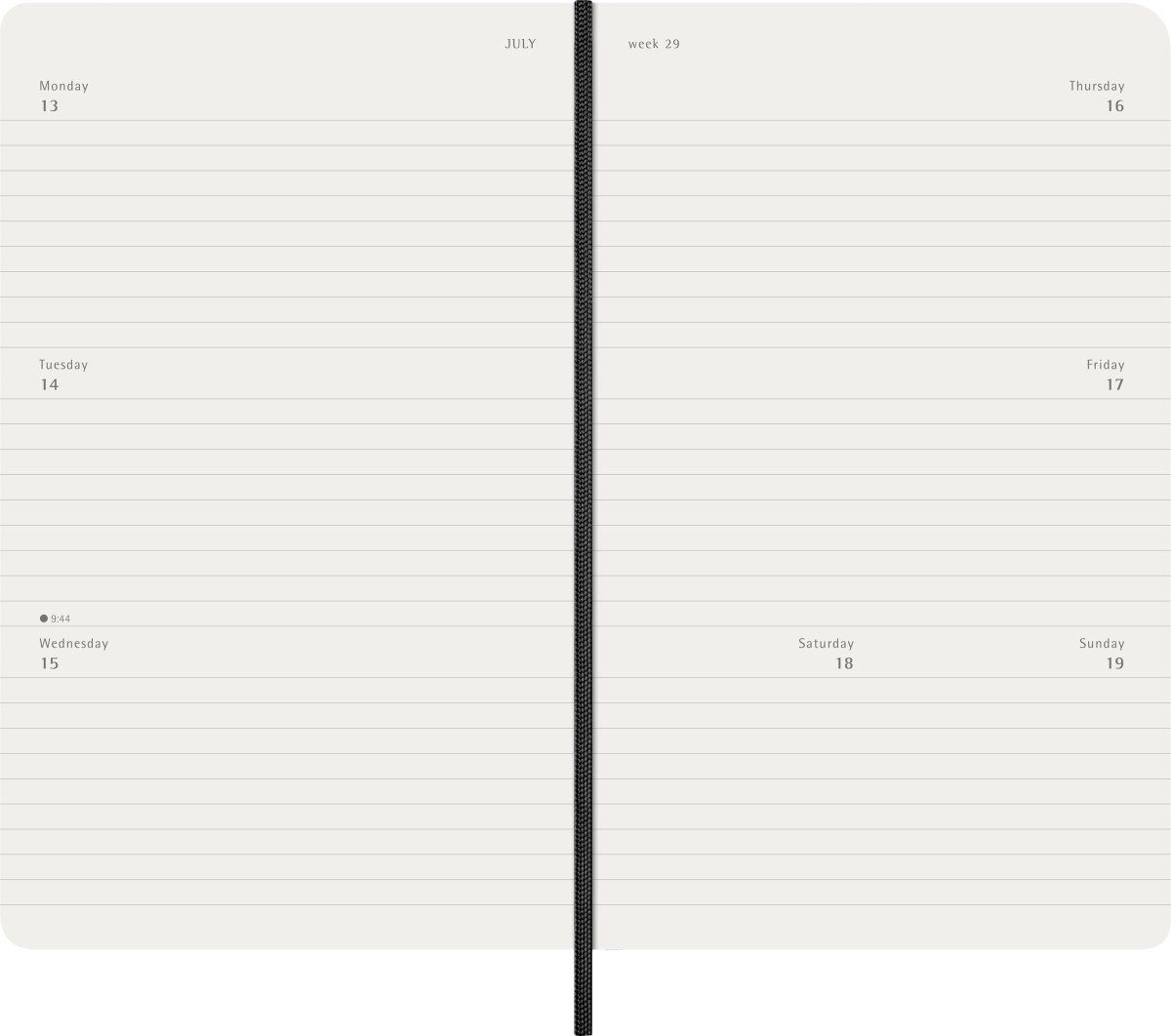 Moleskine 2026 Kalender | S | Uge h. | L | Sort