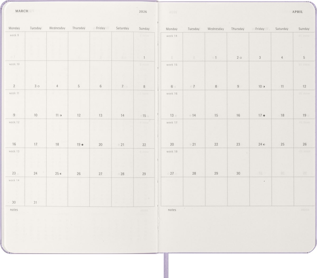 Moleskine 2026 Kalender | H | Dag | L | Lilla