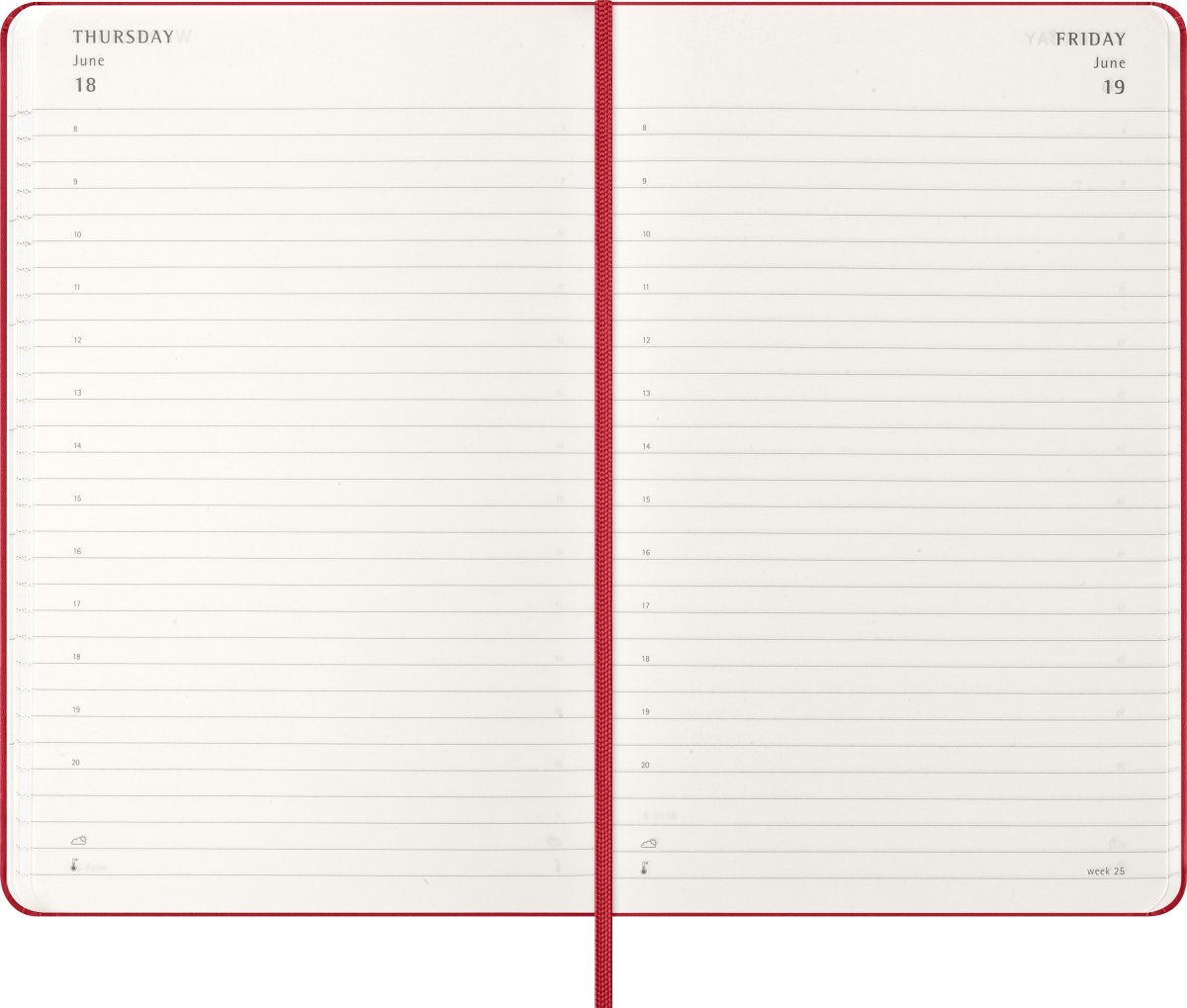 Moleskine 2026 Kalender | H | Dag | L | Rød