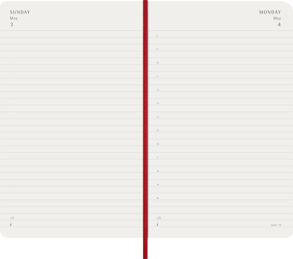 Moleskine 2026 Kalender | S | Dag | L | Rød