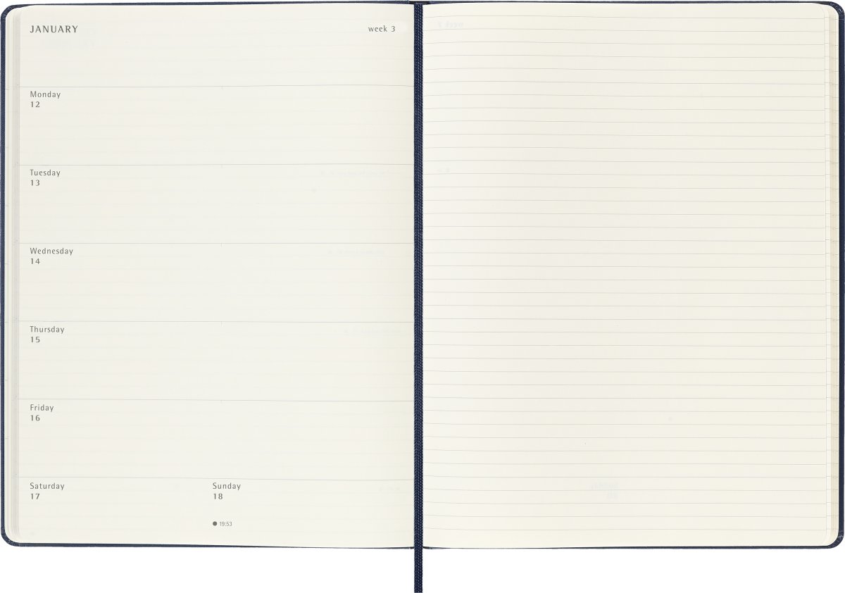 Moleskine 2026 Kalender | H | Uge | XL | Blå