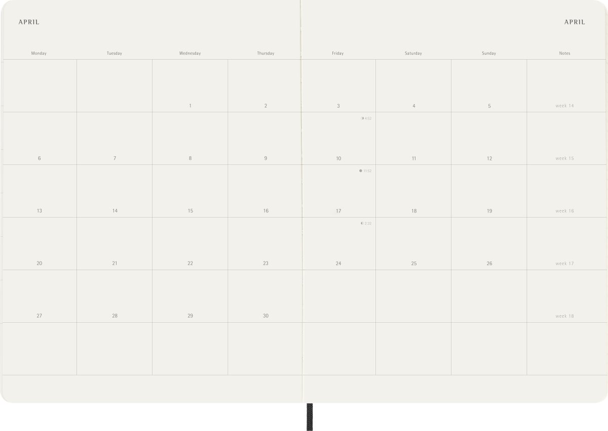 Moleskine 2026 Kalender | S | Måned | XL