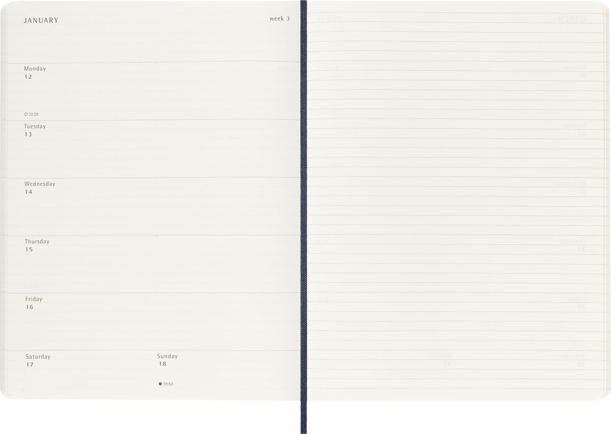 Moleskine 2026 Kalender | S | Uge | XL | Blå