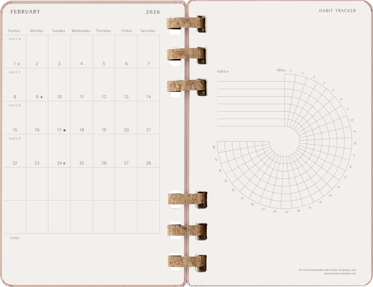 Moleskine 2026 Kalender | Spiral | Uge | L | Beige