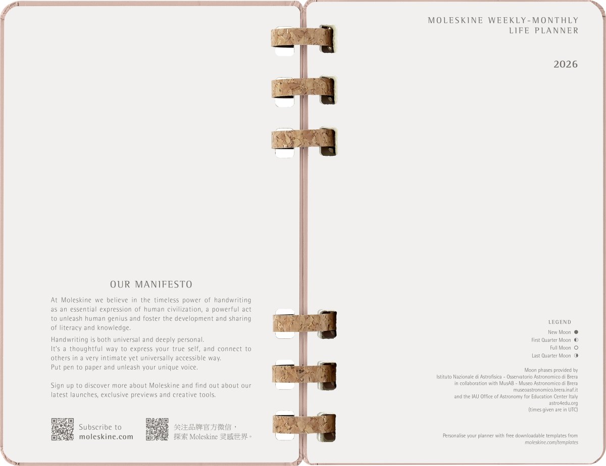 Moleskine 2026 Kalender | Spiral | Uge | L | Beige