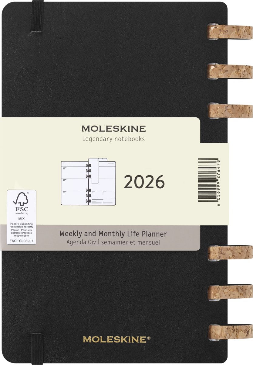 Moleskine 2026 Kalender | Spiral | Uge | L | Sort