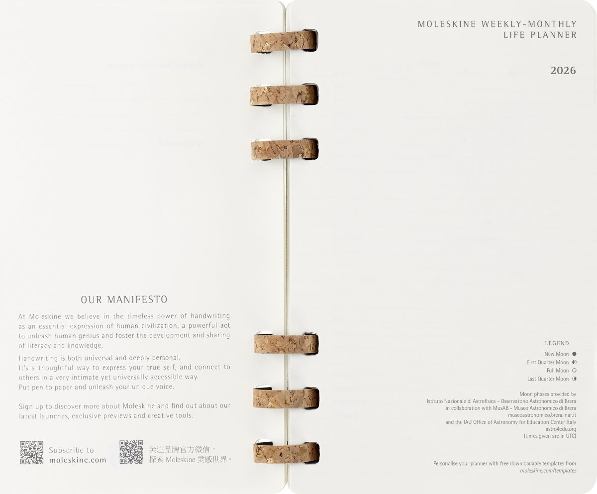Moleskine 2026 Kalender | Spiral | Uge | L | Sort