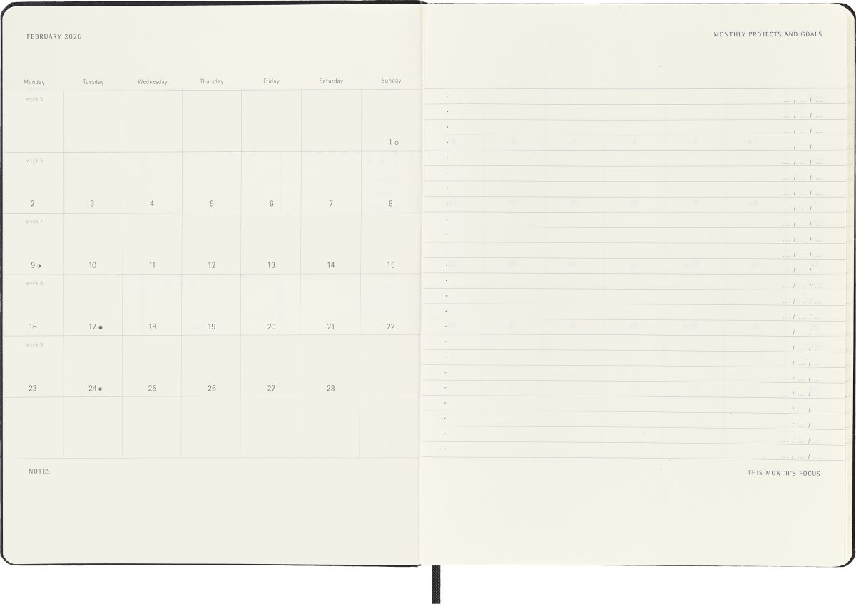Moleskine 2026 Kalender | H | Uge Pro v. | XL