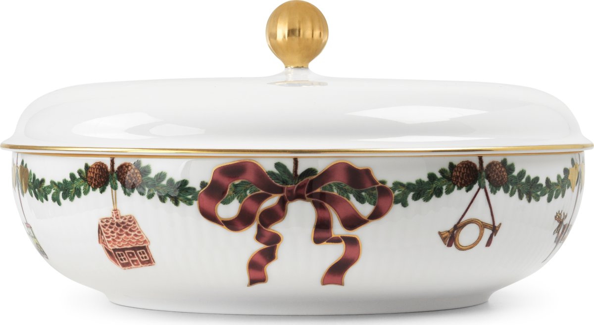 Royal Copenhagen Stjerne Riflet Jul Skål m/Låg
