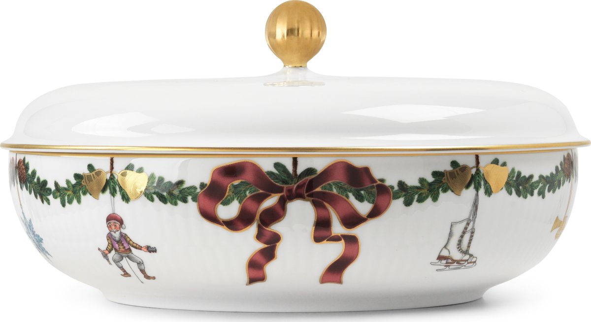 Royal Copenhagen Stjerne Riflet Jul Skål m/Låg