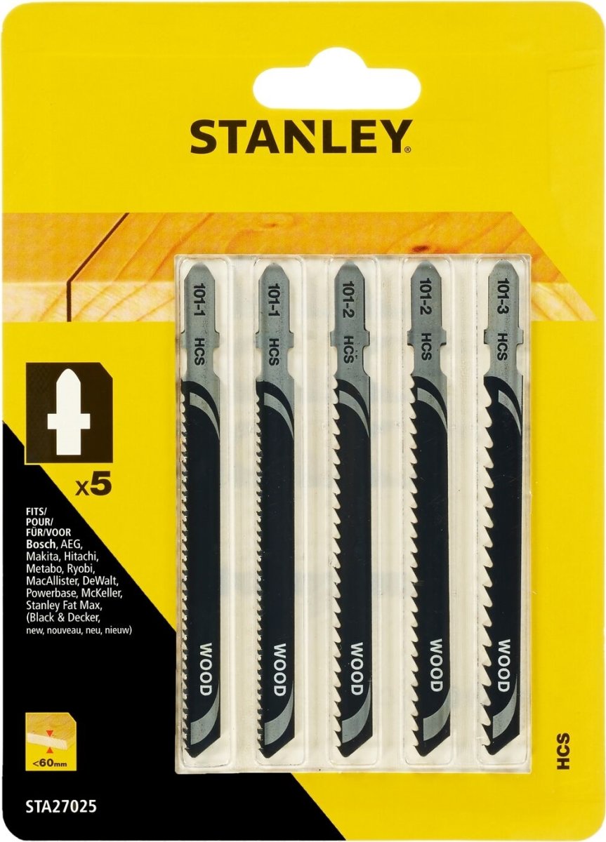 Stanley Stiksavklingesæt til træ, 5 stk.