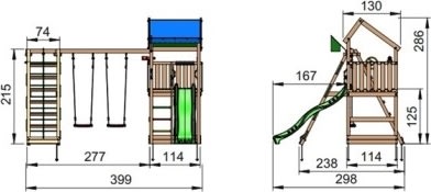 Jungle Gym Home 2.1 legetårn m/climb og rutsjebane