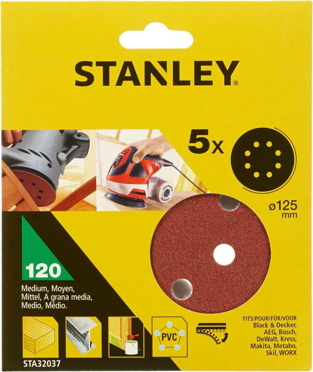 Stanley Slibeskive Ø125 mm, korn 120, 5 stk.