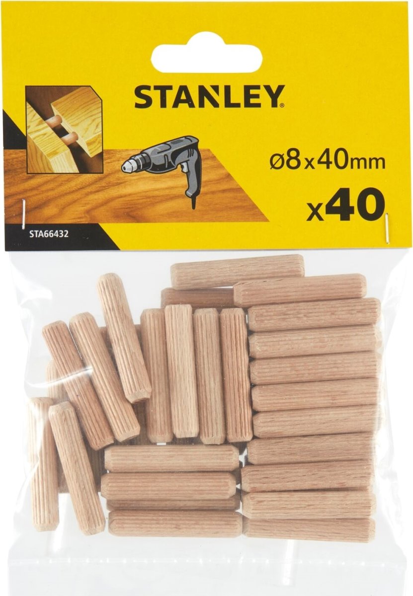 Stanley Trædyvler Ø8 mm, 30 mm, 40 stk.