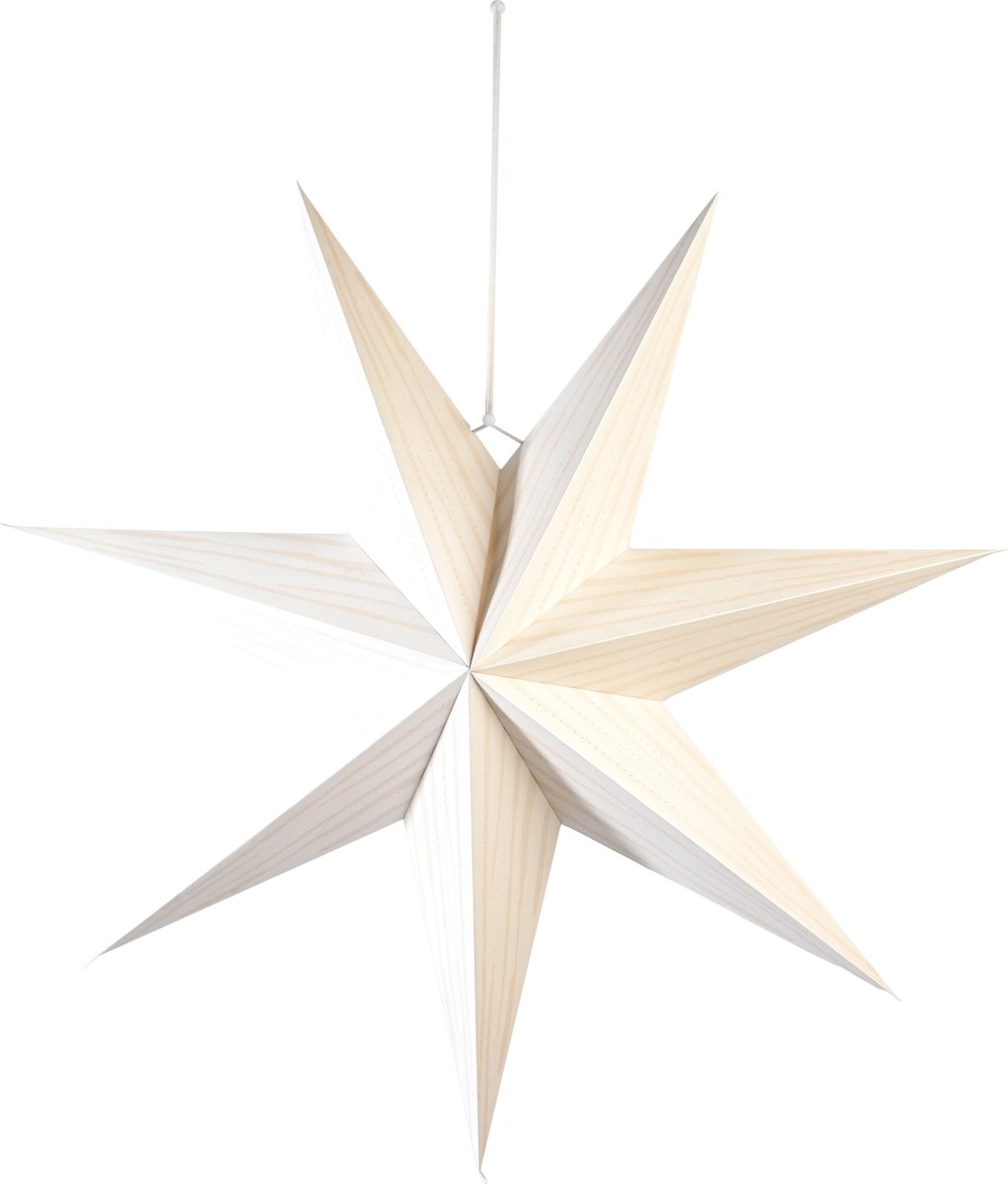 Papirstjerne, Ø75cm, (ekskl) kabel & pære, hvid