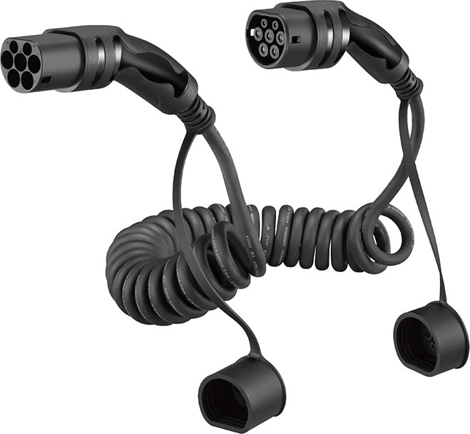 Avant Spiralladekabel type-2 3-faset 5 meter, sort