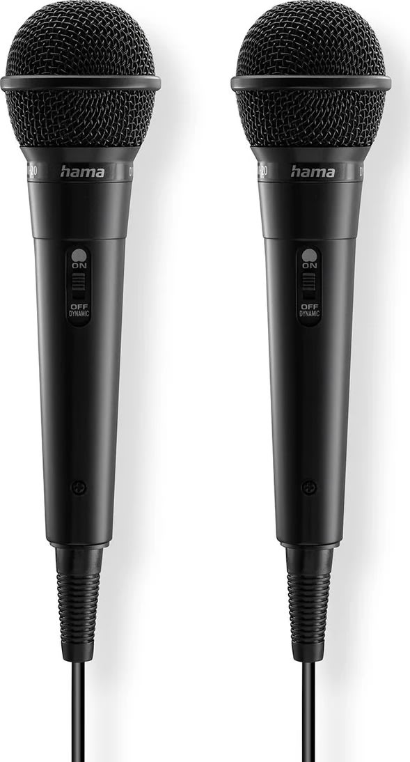 HAMA Mikrofon Karaoke Dynamisk Mono 2-Pak, Sort