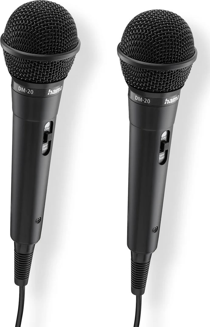 HAMA Mikrofon Karaoke Dynamisk Mono 2-Pak, Sort