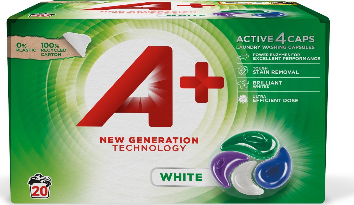A+ Active 4 Vaskekapsler | White | 20 stk.