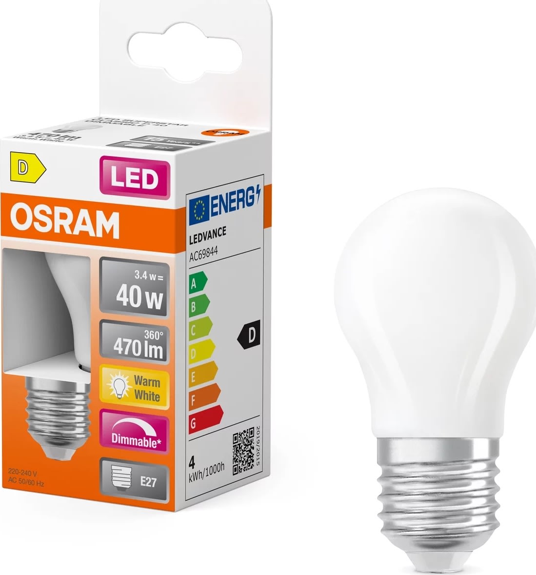 Osram Superstar LED Kronepære, E27, 3.4W, dæmpbar