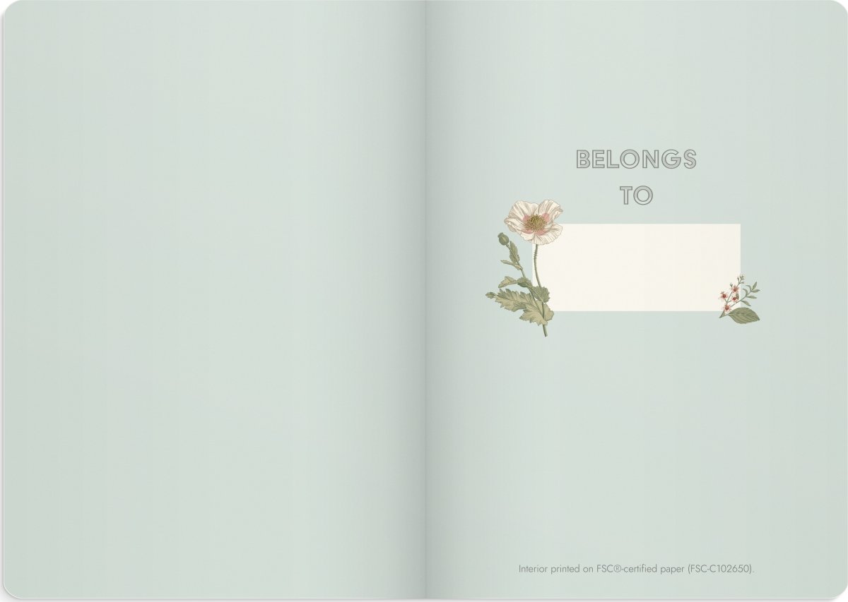 Burde Deluxe Notesbog, A5, linjeret, blue flower