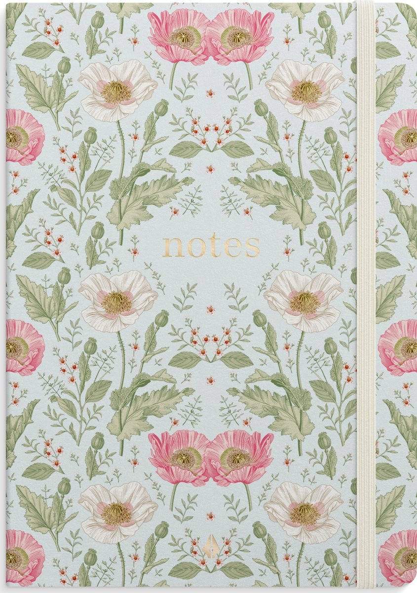 Burde Deluxe Notesbog, A5, linjeret, blue flower