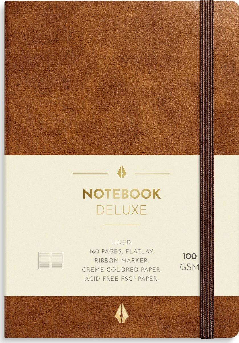 Burde Deluxe Notesbog | A6 | Linj. | Brown