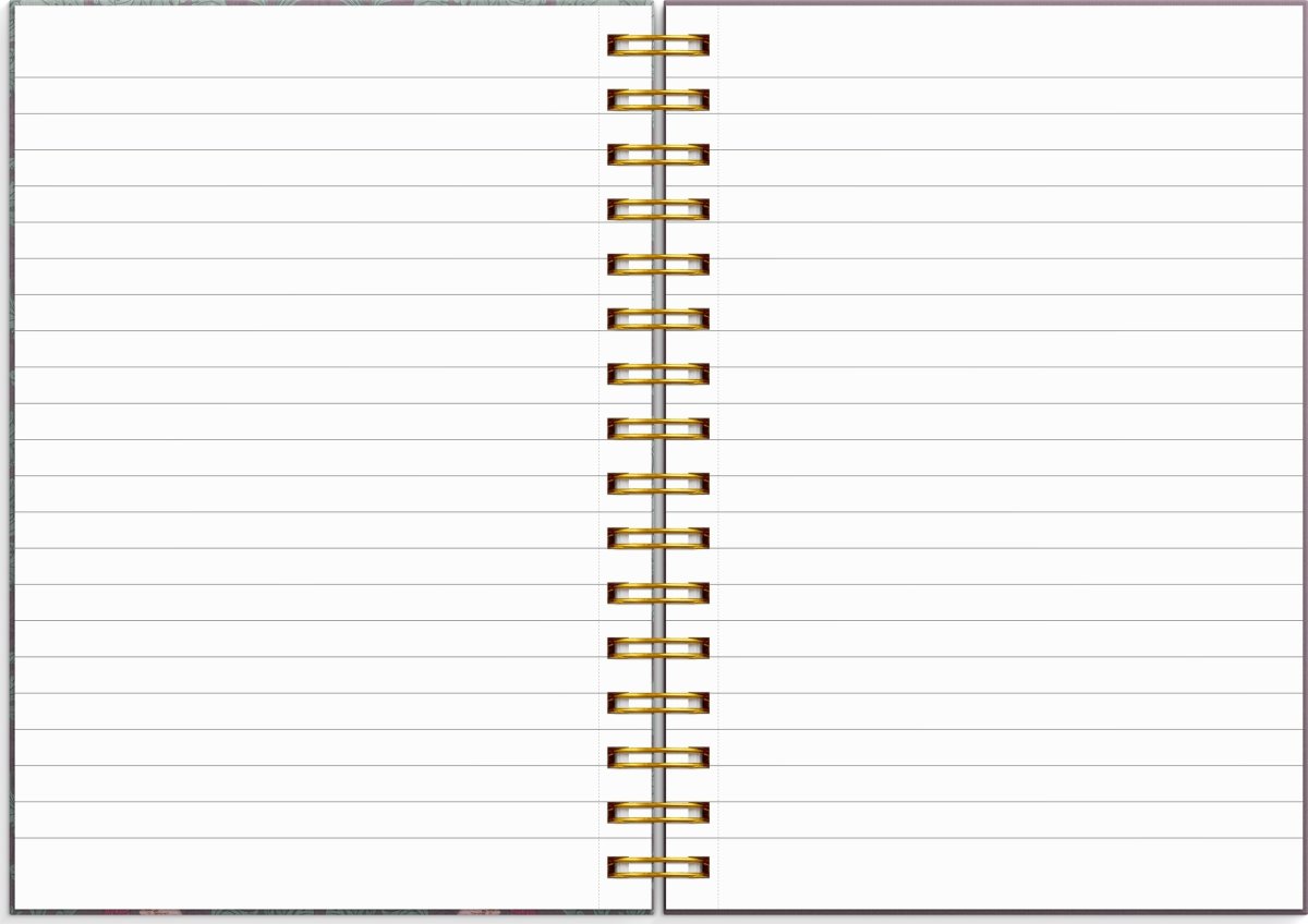 Burde Notesbog, A5, linjeret, burgundy flowers