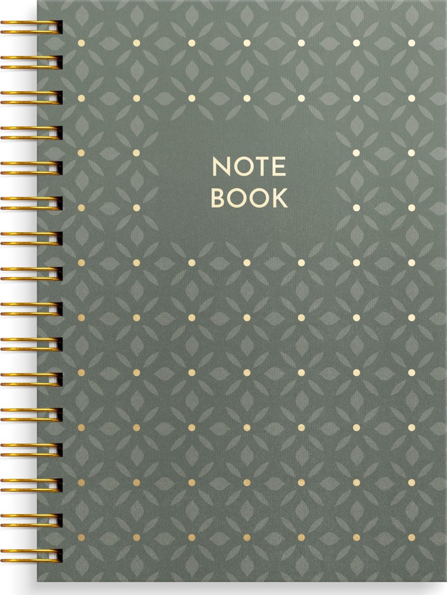 Burde Notesbog, A5, linjeret, green pattern