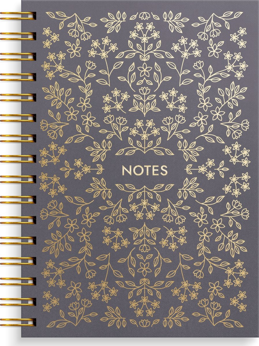 Burde Notesbog, A5, linjeret, black flower