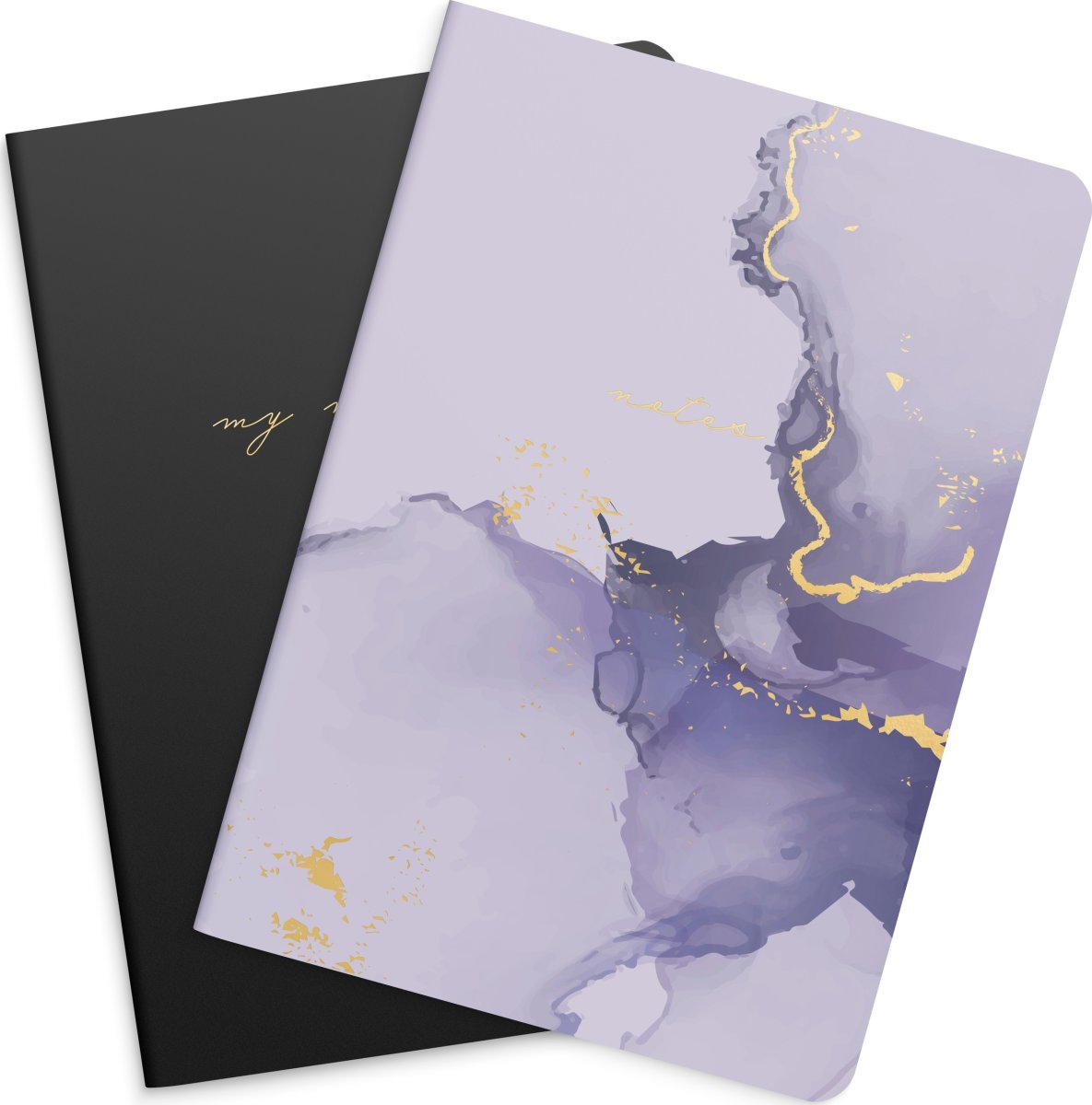 Burde Noteshæfte, 14x21 cm, 2-pk, lilac & black