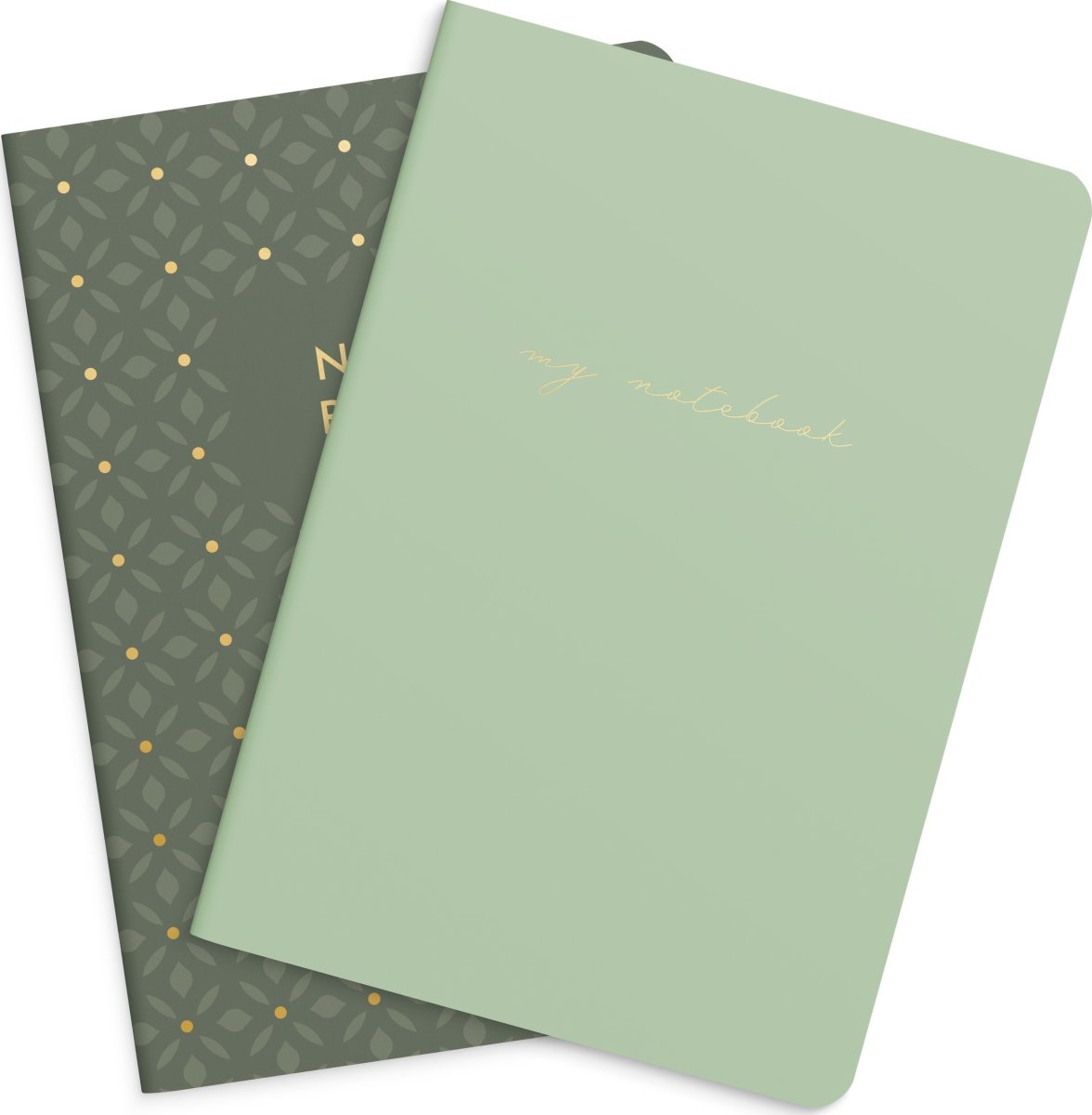 Burde Noteshæfte, 14x21 cm, 2-pk, green & pattern