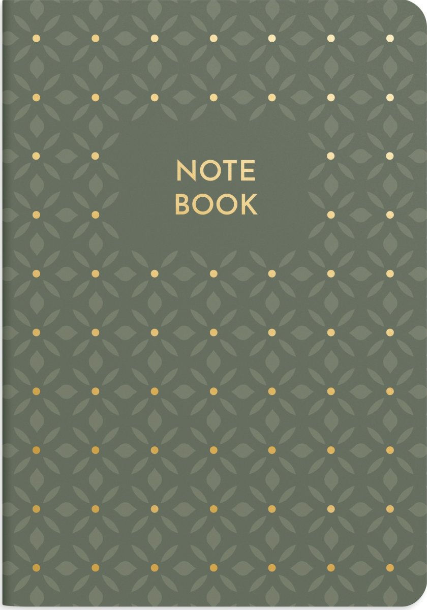 Burde Noteshæfte, 14x21 cm, 2-pk, green & pattern
