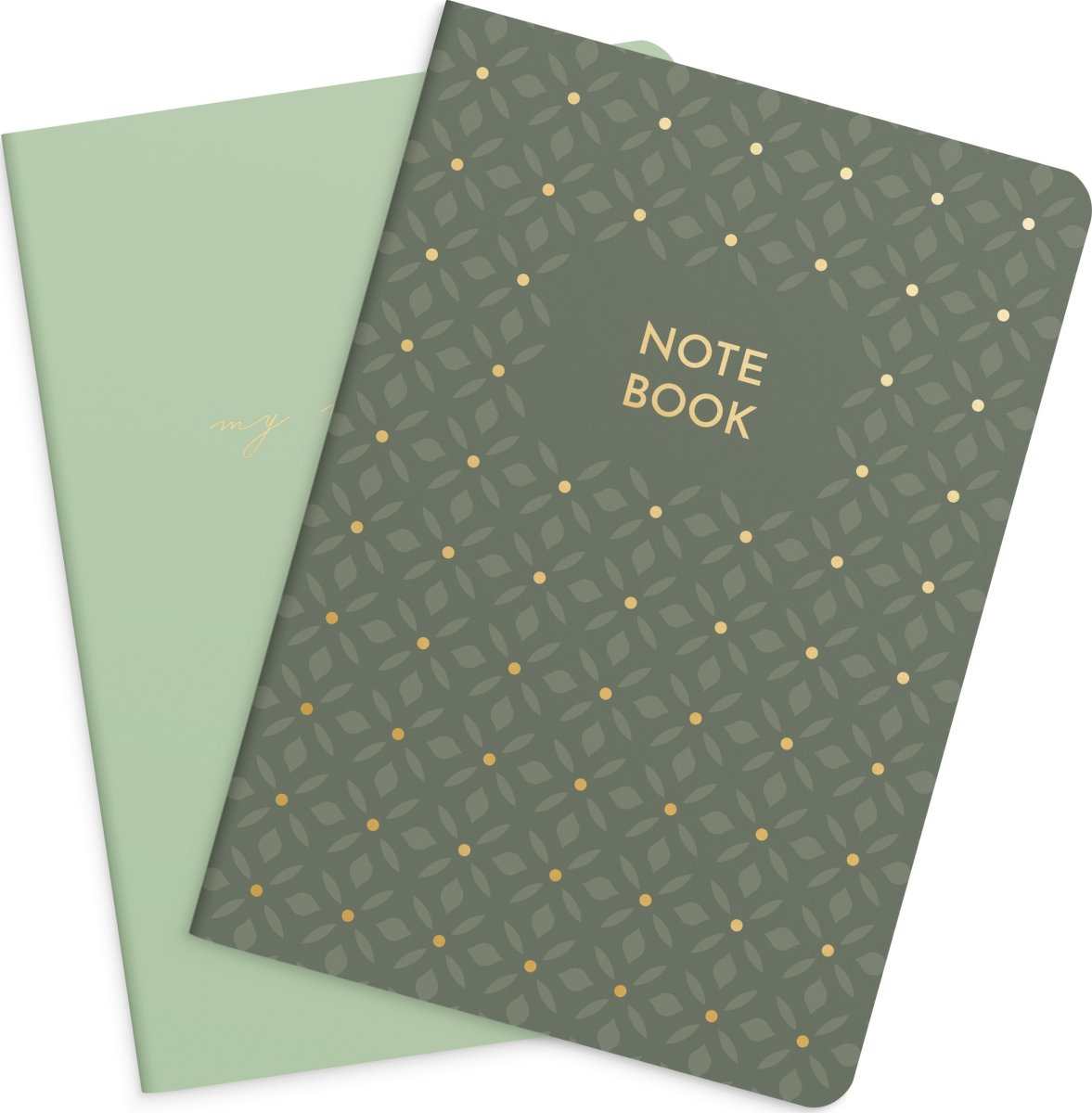Burde Notesbog | 14x21 cm | 2-pk | Green & pattern