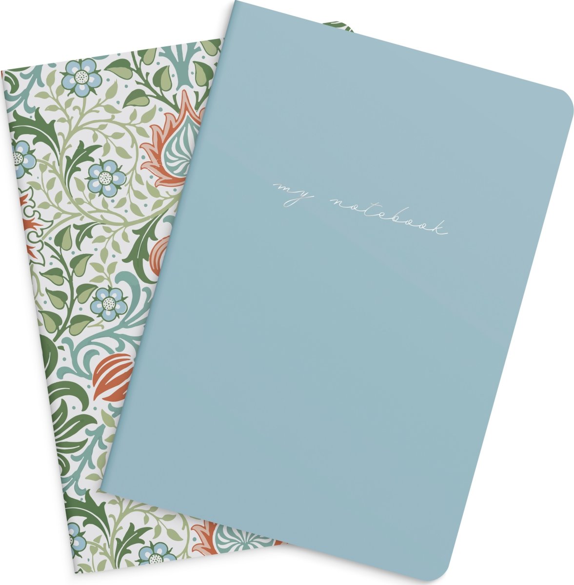 Burde Noteshæfte, 14x21 cm, 2-pk, blue & flower
