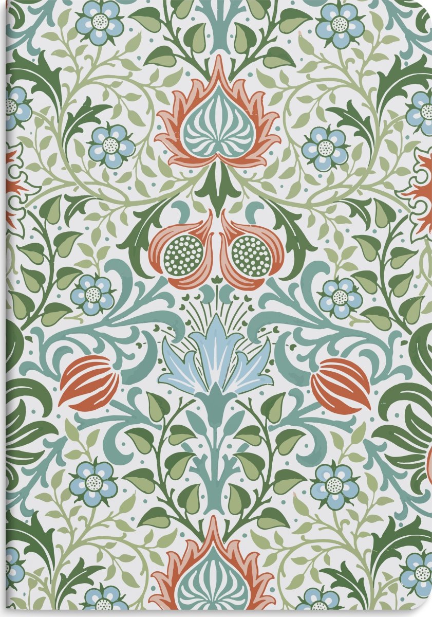 Burde Noteshæfte, 14x21 cm, 2-pk, blue & flower