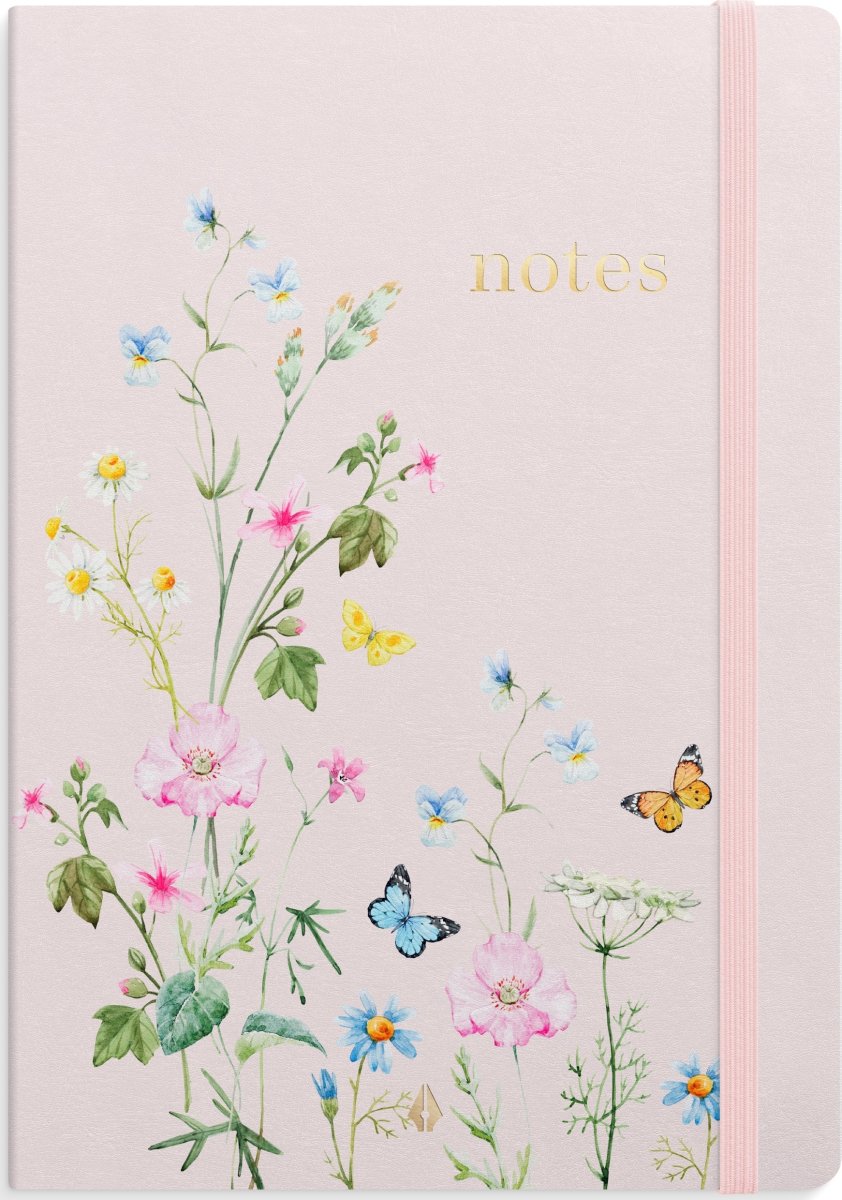 Burde Deluxe Notesbog, A5, linjeret, pink meadow
