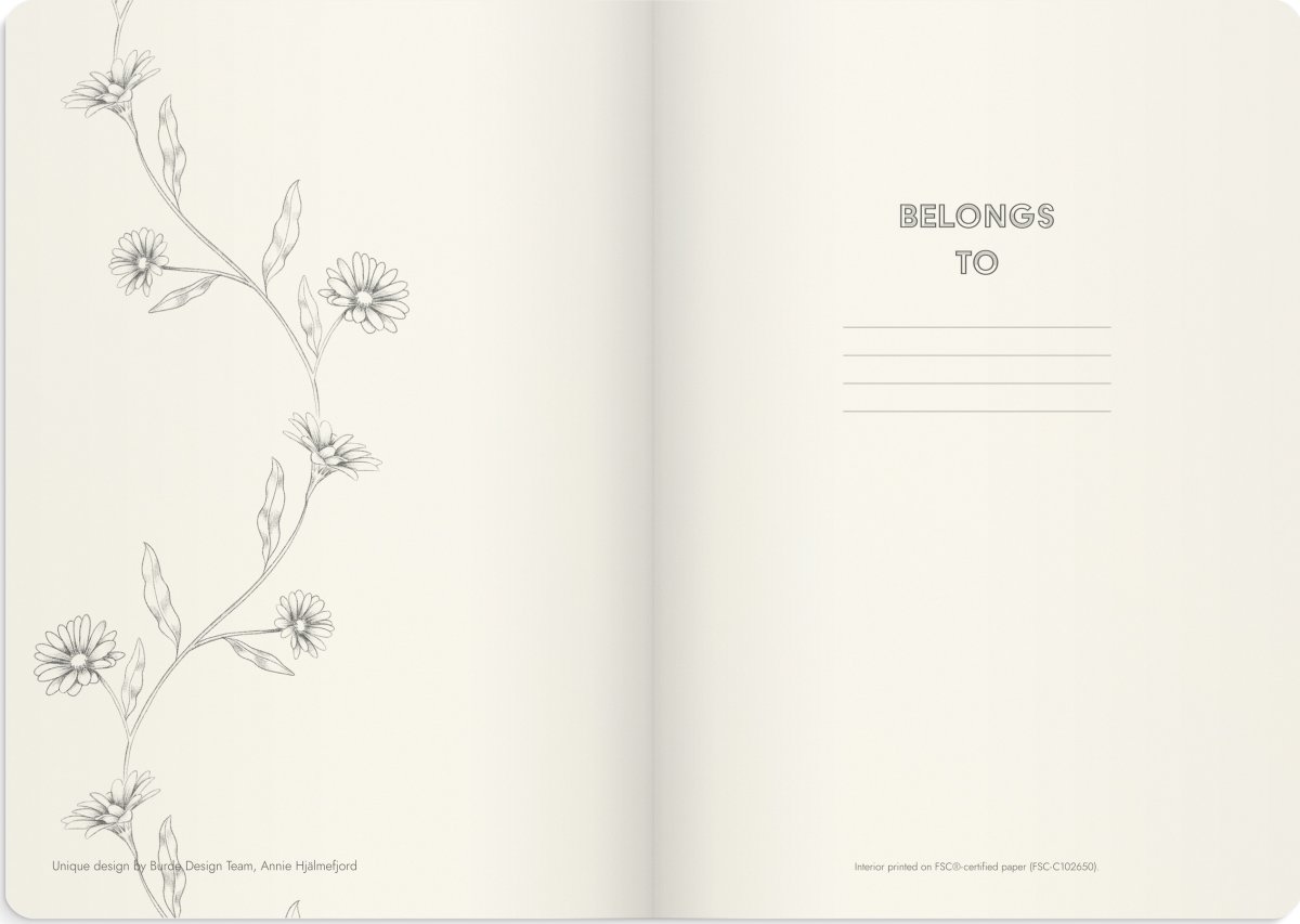 Burde Deluxe Notesbog, A5, linjeret, butterfly