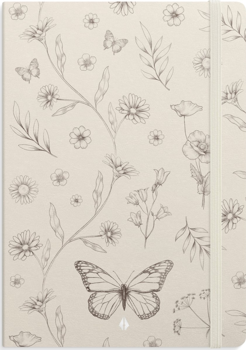 Burde Deluxe Notesbog, A5, linjeret, butterfly